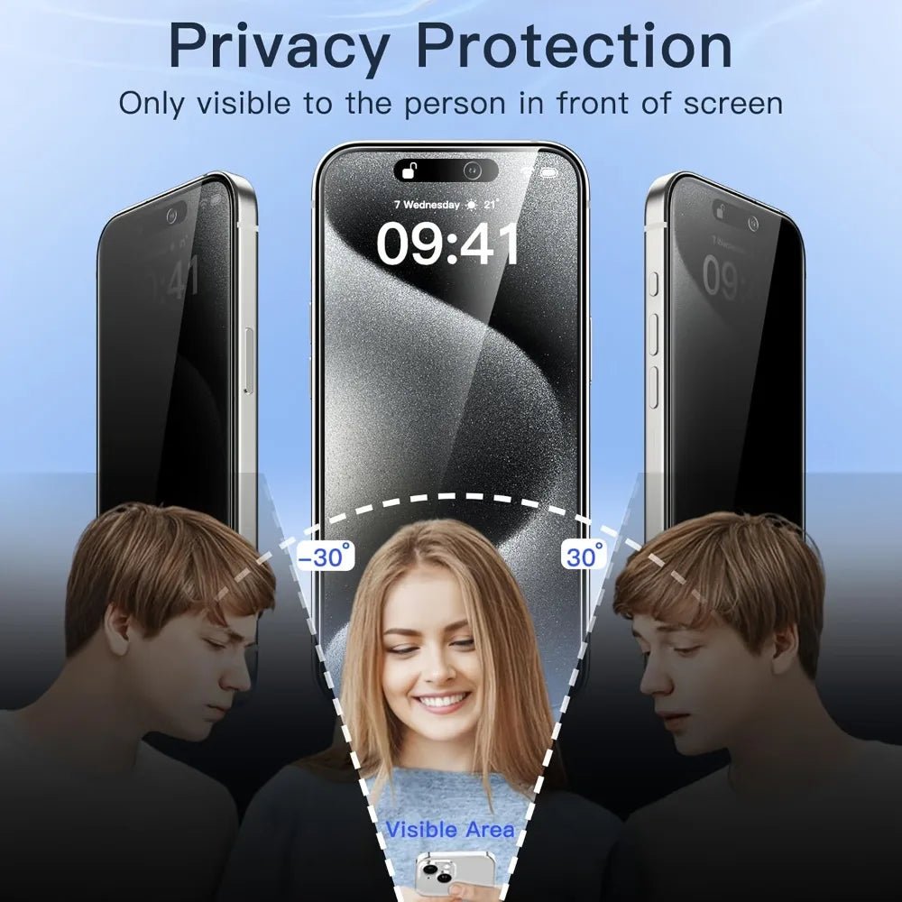 3Pcs Privacy Full Screen Protector for iPhone 17 16 14 15 Pro Max 13 12 11 Pro 16e 14 15 Plus XR XS Dust Free Installation Glass