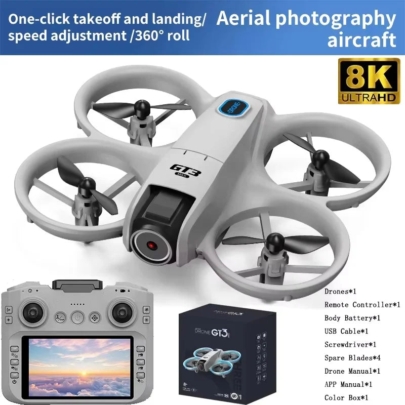 2025Nuevo GT3 MAX Drone 8K HD 4,3 "helicóptero con modo sin cabeza y control remoto 360 °   Flip Quadcopter Toys Mini Drone Fors Regalos de juguetes para niños